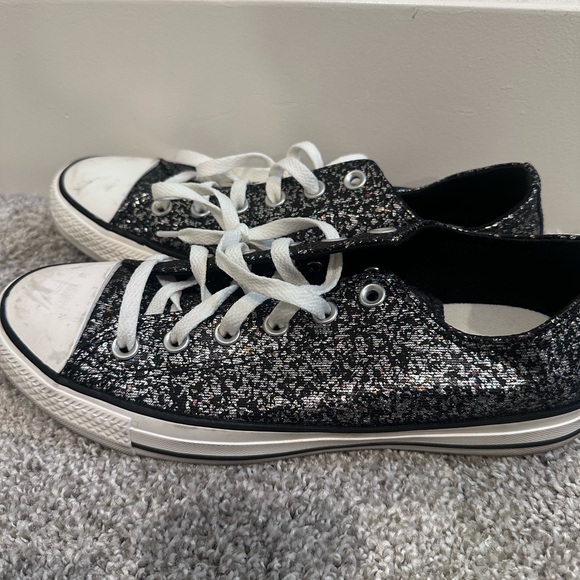 Converse Chuck Taylor Black All Star Glitter Low Top Sneakers Sz 9 - Picture 7 of 11